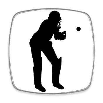 Cricket Fänger im Spiel - Viereckiger Kühlschrankmagnet - Weiß - Vorne