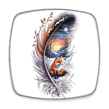 Fox in the Snow – Love of the Forest - Square fridge magnet - white - Front