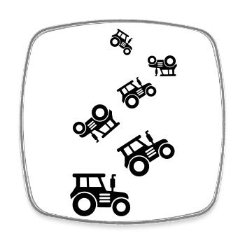 Silhouette de l’icône du tracteur - Magnet carré - blanc - Devant