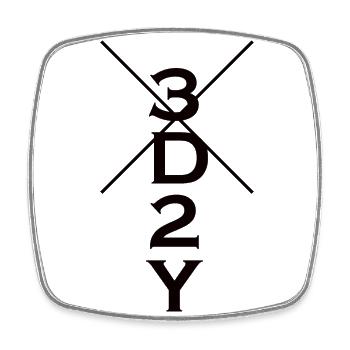 3D2Y - Viereckiger Kühlschrankmagnet - Weiß - Vorne