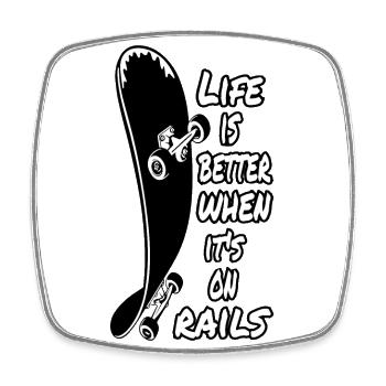 life is better on rails - Square fridge magnet - white - Front
