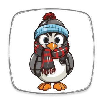 Penguin Comic Winter - Square fridge magnet - white - Front