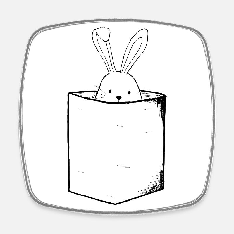 Brusttasche mit Häschen - Viereckiger Kühlschrankmagnet - Weiß