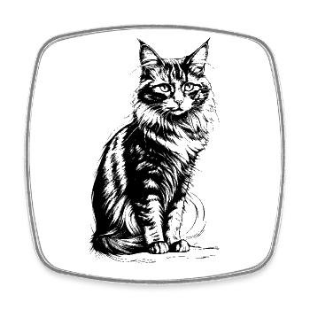 Stolze Katze schwarz-weiß - Viereckiger Kühlschrankmagnet - Weiß - Vorne