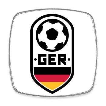 Badge de football allemand - Magnet carré - blanc - Devant