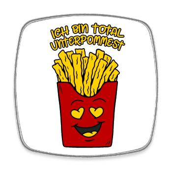 Pommes Frites total unterpommest lustige Pommes - Viereckiger Kühlschrankmagnet - Weiß - Vorne