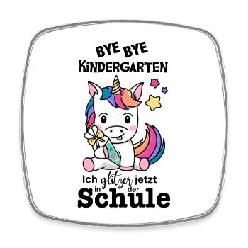 Schulkind Einhorn (bunt/schwarz) - Viereckiger Kühlschrankmagnet - Weiß - Vorne