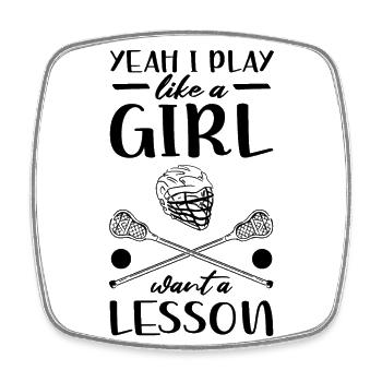 Lacrosse Girls - Square fridge magnet - white - Front