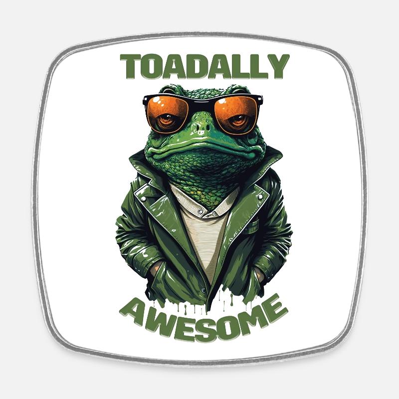 Toadally Awesome - Totally Awesome Cool Toad - Magnet carré - blanc