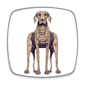 sechsbeiniger Dobermann Cyborg - Abstraktes - Viereckiger Kühlschrankmagnet - Weiß - Vorne