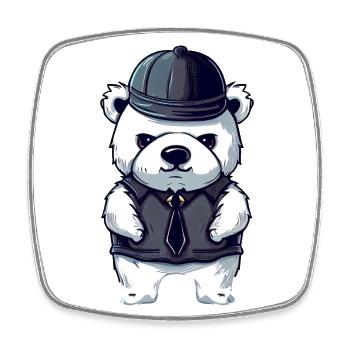 Cooler Gangster Eisbär - Viereckiger Kühlschrankmagnet - Weiß - Vorne