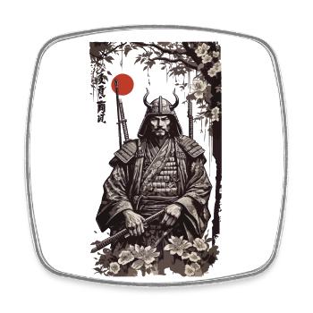 Retro Samurai Klassischer Shogun Kunststil - Viereckiger Kühlschrankmagnet - Weiß - Vorne