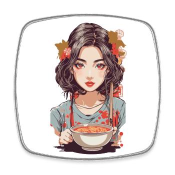 Retro Japan Ramen Popart Ästhetik Food Design - Viereckiger Kühlschrankmagnet - Weiß - Vorne