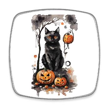 Halloween sorcière chat et citrouilles amant Design - Magnet carré - blanc - Devant