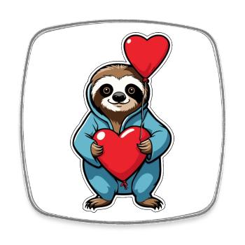 Faultier Herz Illustration Valentinstag - Viereckiger Kühlschrankmagnet - Weiß - Vorne