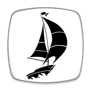 Sailboat Sailing Yacht Sea Silhouette - Square fridge magnet - white - Front