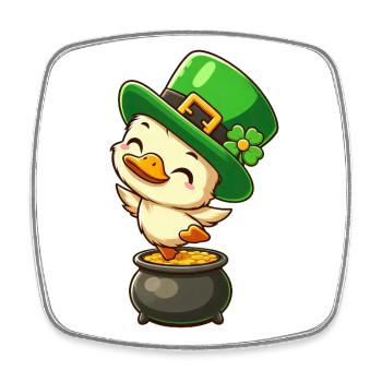 Süße St. Patrick's Day Ente Zylinder Klee Gold - Viereckiger Kühlschrankmagnet - Weiß - Vorne