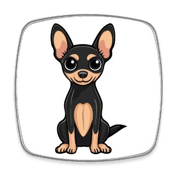Pinscher Hund Niedlich - Viereckiger Kühlschrankmagnet - Weiß - Vorne