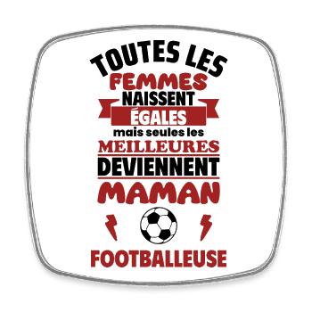 Cadeau Fête des Mères - Maman Footballeuse - Magnet carré - blanc - Devant