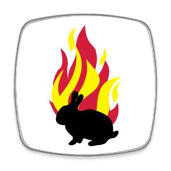 Bunny with fire - Square fridge magnet - white - Front