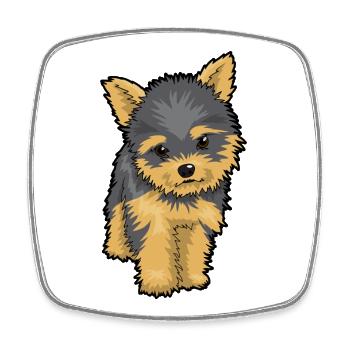 Charming Yorkie Puppy Illustration - Square fridge magnet - white - Front