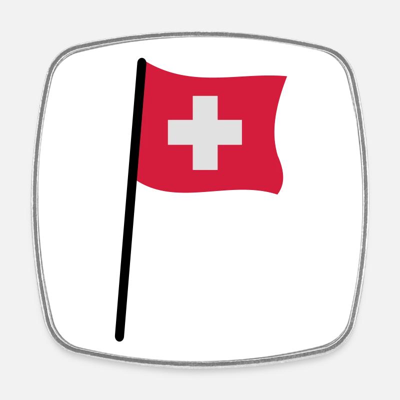 Schweizer Flagge - Viereckiger Kühlschrankmagnet - Weiß
