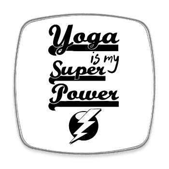 Superpower Yoga - Square fridge magnet - white - Front