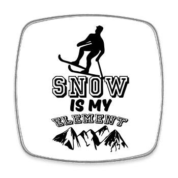 Neige neige ski ski skieur cadeau - Magnet carré - blanc - Devant