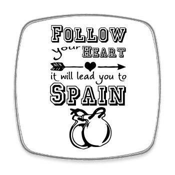Heart leads you to Spain Spanien Geschenk - Viereckiger Kühlschrankmagnet - Weiß - Vorne