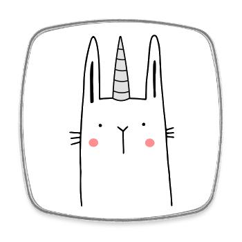 Unicorn Hase - Magnet carré - blanc - Devant