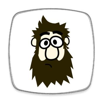 Héros de bande dessinée à barbe à lunettes - Magnet carré - blanc - Devant