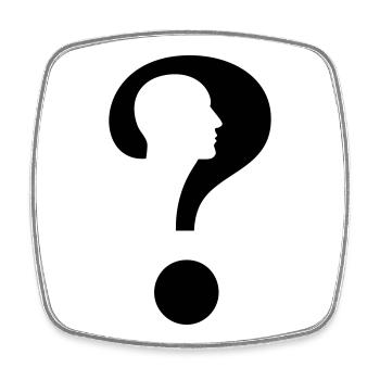Fragezeichen mit Silhouette Mann # - Viereckiger Kühlschrankmagnet - Weiß - Vorne