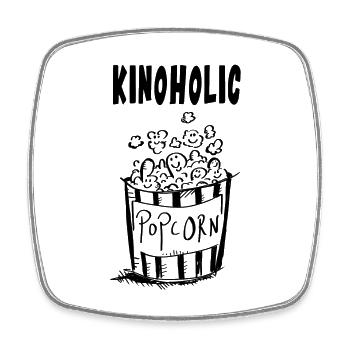 Kinoholic Popcorn - Kino - Film - Geschenk - Viereckiger Kühlschrankmagnet - Weiß - Vorne