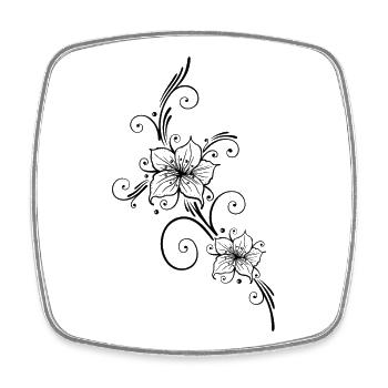 Lilies with floral filigree ornament - Square fridge magnet - white - Front