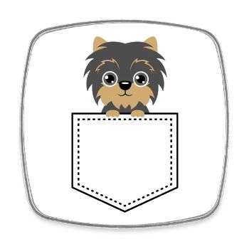 Animal de poche Yorkshire Terrier - Magnet carré - blanc - Devant