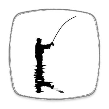Angler - Viereckiger Kühlschrankmagnet - Weiß - Vorne