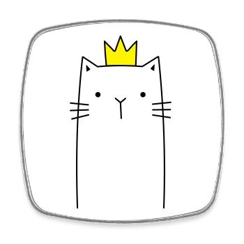 Cat with crown Prince princess gift - Square fridge magnet - white - Front