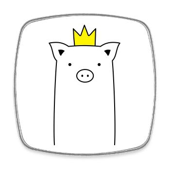 Porc avec couronne porcelet porcelets truie cadeau - Magnet carré - blanc - Devant
