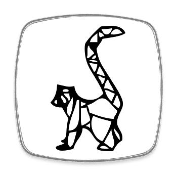 Origami Lemur Monkey - Square fridge magnet - white - Front
