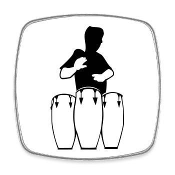 drummers, conga player - Square fridge magnet - white - Front