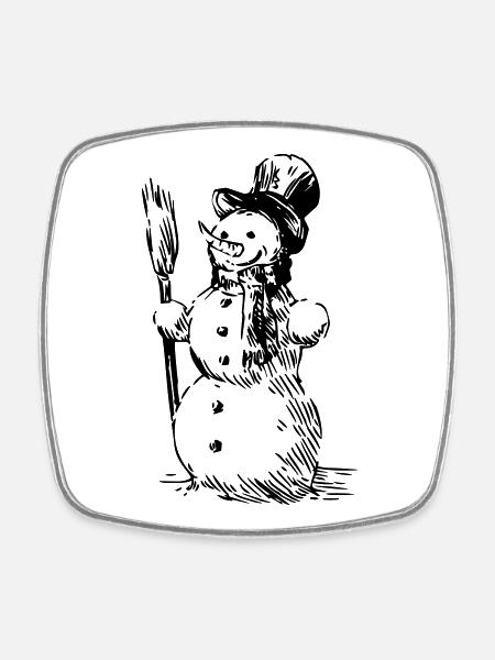 Bonhomme de neige - Magnet carré - blanc