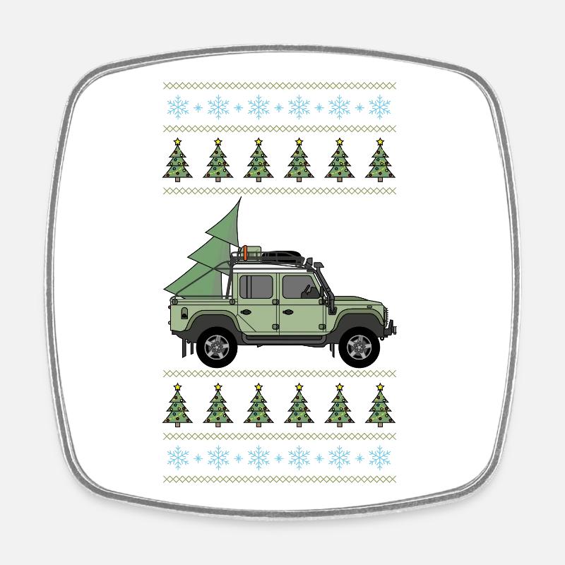 Defender Offroad Pickup - Christmas Tree - Square fridge magnet - white