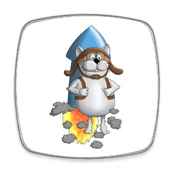 Nouveau départ - Rocket - Comic - Magnet carré - blanc - Devant