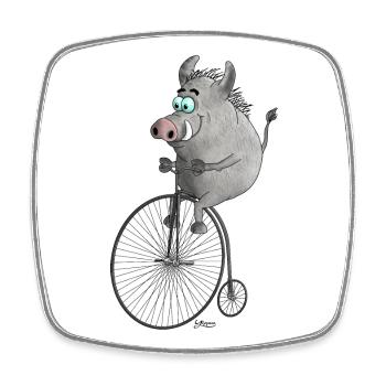 Vélo vintage - Magnet carré - blanc - Devant