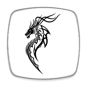Fantasy Drache Line Art – Tribal Tattoo Stil - Viereckiger Kühlschrankmagnet - Weiß - Vorne