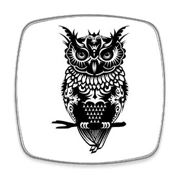 Un hibou noir - Magnet carré - blanc - Devant