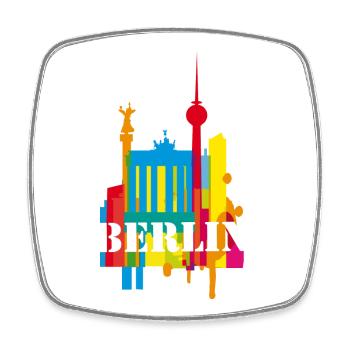 Berlin Graffiti - Viereckiger Kühlschrankmagnet - Weiß - Vorne