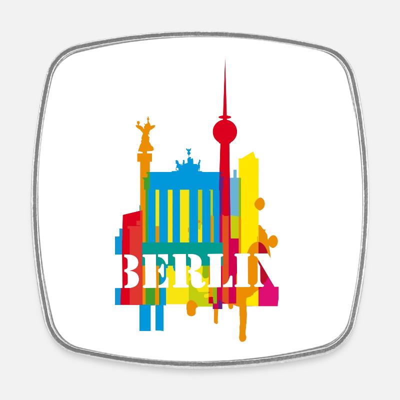 Berlin Graffiti - Viereckiger Kühlschrankmagnet - Weiß