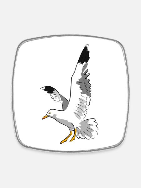 mouette - Magnet carré - blanc