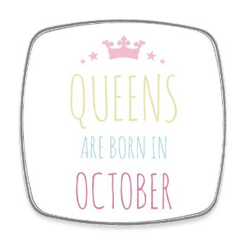 Queens Are Born In October - Magnet carré - blanc - Devant